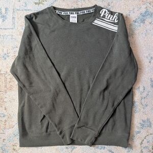 PINK Victoria's Secret Army Green Crewneck Sweater